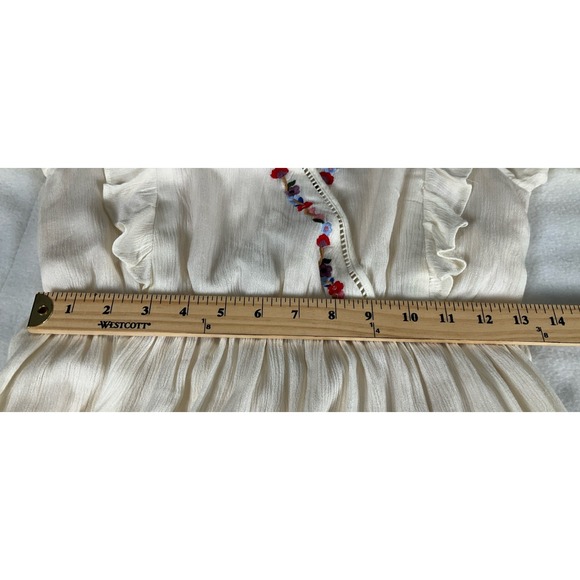 Sugar Lips Women's Size XS Ivory Boho Embroidered Balloon Sleeve Dress - Picture 12 of 14